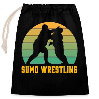 Lutte de sumo - Sac cadeau en coton avec cordon (25 x 30 cm) - noir - Devant