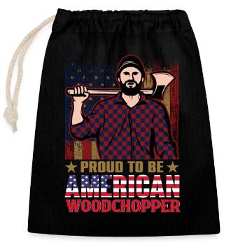 Proud American Woodchopper Woodcutter Apparel - Closable cotton gift bag (25x30cm) - black - Front