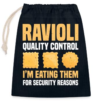 Ravioli Quality Control - Closable cotton gift bag (25x30cm) - navy - Front
