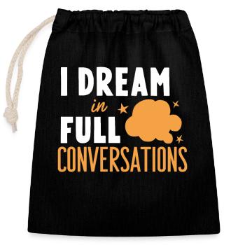 Speaking in Sleep, Somniloquy, Speaking in Sleep - Closable cotton gift bag (25x30cm) - black - Front
