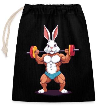 Lapin de Pâques Bodybuilder Drôle Animal Workout - Sac cadeau en coton avec cordon (25 x 30 cm) - noir - Devant
