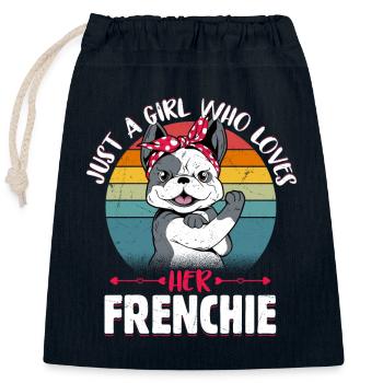 Just A Girl Who Loves Her Frenchie Dog Owner Frenc - Verschließbarer Geschenkbeutel aus Baumwolle (25x30cm) - Navy - Vorne