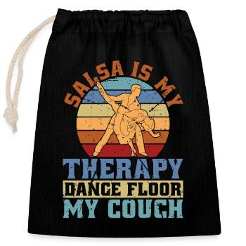 Salsa Dance Salsa Is My Therapy Retro Mambo Music - Closable cotton gift bag (25x30cm) - black - Front