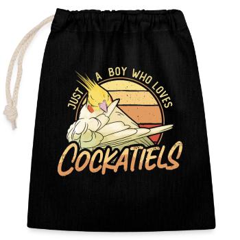 Calopsitte Juste Un Garçon Qui Aime Oiseau D’ornement - Sac cadeau en coton avec cordon (25 x 30 cm) - noir - Devant