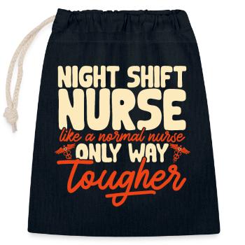 Infirmière de nuit - Sac cadeau en coton avec cordon (25 x 30 cm) - bleu marine - Devant