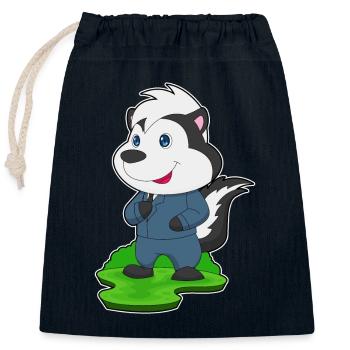 Skunk Groom Suit Wedding - Closable cotton gift bag (25x30cm) - navy - Front