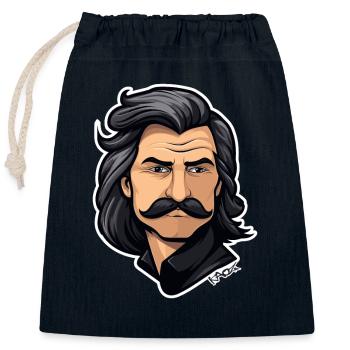 Zurück in die 80er: Attraktiver Schnurrbart Mann - Verschließbarer Geschenkbeutel aus Baumwolle (25x30cm) - Navy - Vorne