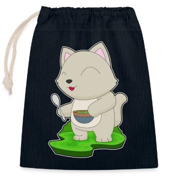 Katze Koch Schüssel Kochen - Verschließbarer Geschenkbeutel aus Baumwolle (25x30cm) - Navy - Vorne