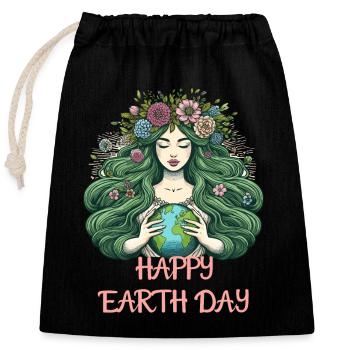 Mutter Erde Happy Earth Day Natur Umwelt Blumen - Verschließbarer Geschenkbeutel aus Baumwolle (25x30cm) - Schwarz - Vorne