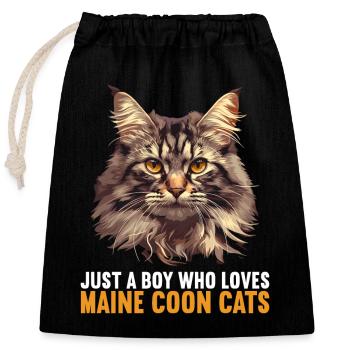 Maine Coon Chaton Maine Coon Chat - Sac cadeau en coton avec cordon (25 x 30 cm) - noir - Devant