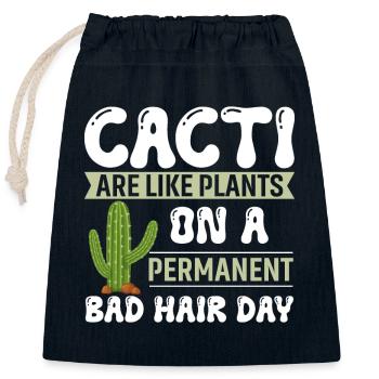 Les cactus sont comme des plantes lors d’une journée permanente de mauvais cheveux. - Sac cadeau en coton avec cordon (25 x 30 cm) - bleu marine - Devant