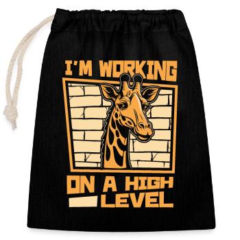 Je travaille sur un giraffidé africain de haut niveau - Sac cadeau en coton avec cordon (25 x 30 cm) - noir - Devant