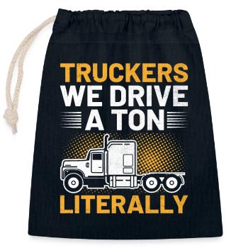 Trucker Driving Dad Trucker Father Truck Driver - Closable cotton gift bag (25x30cm) - navy - Front
