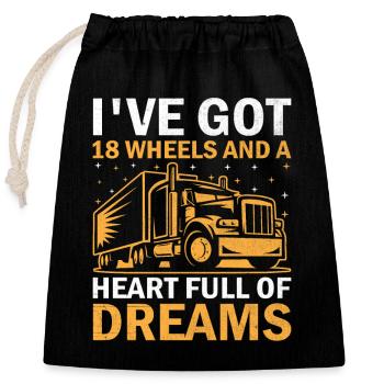 Trucker Driving Dad Trucker Father Truck Driver - Closable cotton gift bag (25x30cm) - black - Front