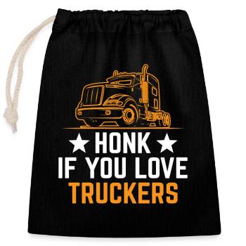 Trucker Driving Dad Trucker Father Truck Driver - Closable cotton gift bag (25x30cm) - black - Front