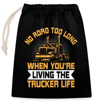 Trucker Driving Dad Trucker Father Truck Driver - Closable cotton gift bag (25x30cm) - black - Front