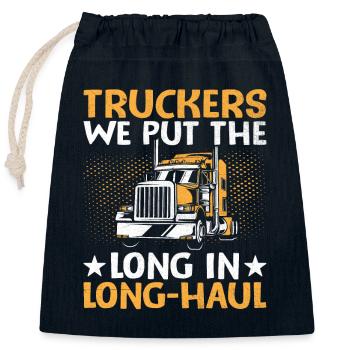 Trucker Driving Dad Trucker Father Truck Driver - Closable cotton gift bag (25x30cm) - navy - Front