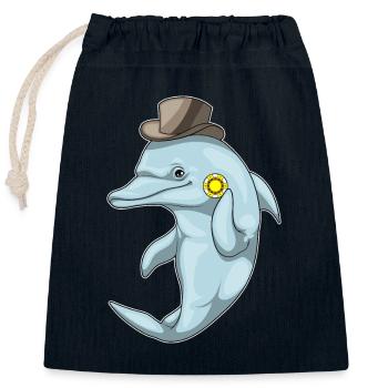 Dolphin Poker Jetons de Poker - Sac cadeau en coton avec cordon (25 x 30 cm) - bleu marine - Devant