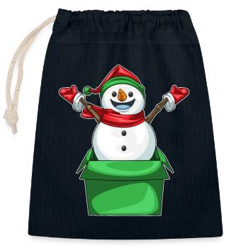 Schneemann Weihnachten Karton - Verschließbarer Geschenkbeutel aus Baumwolle (25x30cm) - Navy - Vorne