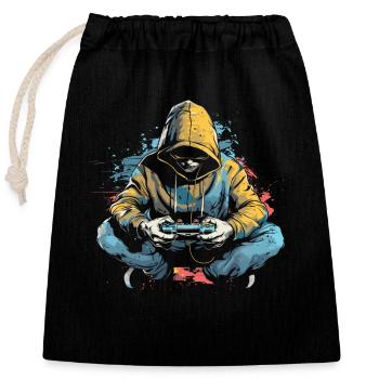 Game Lovers - Closable cotton gift bag (25x30cm) - black - Front