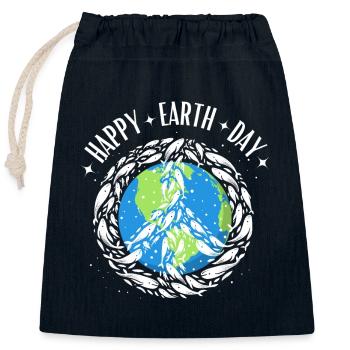 Happy Earth Day Weltkugel Wale Umwelt Natur Ozean - Verschließbarer Geschenkbeutel aus Baumwolle (25x30cm) - Navy - Vorne