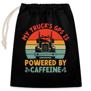 Trucker Driving Dad Trucker Father Truck Driver - Closable cotton gift bag (25x30cm) - black - Front