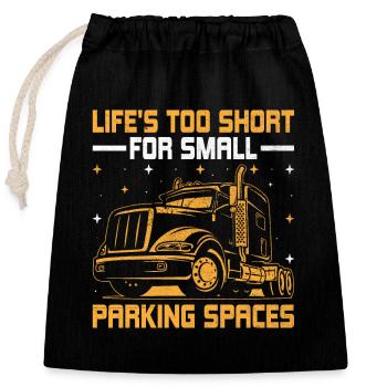 Trucker Driving Dad Trucker Father Truck Driver - Closable cotton gift bag (25x30cm) - black - Front