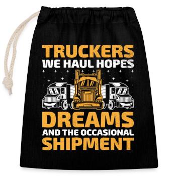 Trucker Driving Dad Trucker Father Truck Driver - Closable cotton gift bag (25x30cm) - black - Front