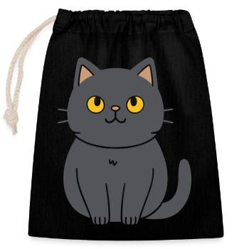 Chartreux little cat - Closable cotton gift bag (25x30cm) - black - Front