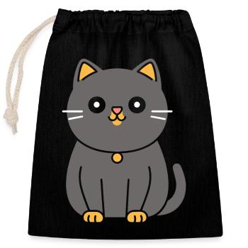 Chartreux little cat - Closable cotton gift bag (25x30cm) - black - Front