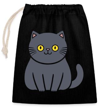 Chartreux little cat - Closable cotton gift bag (25x30cm) - black - Front
