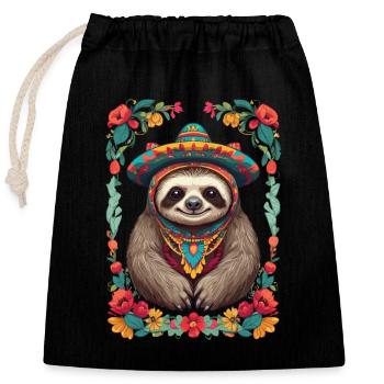 Paresseux Mexique Sugar Skull Streetwear - Sac cadeau en coton avec cordon (25 x 30 cm) - noir - Devant