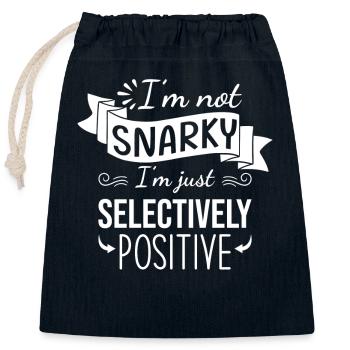 Not snarky but selectively positive - Closable cotton gift bag (25x30cm) - navy - Front