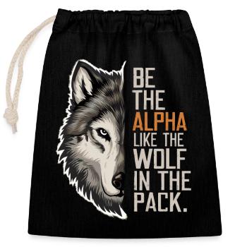 Loup Loups Dictons Drôles Animaux De Meute De Loup - Sac cadeau en coton avec cordon (25 x 30 cm) - noir - Devant