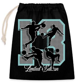 13th Birthday Football - Closable cotton gift bag (25x30cm) - black - Front
