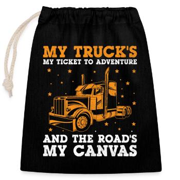 Trucker Driving Dad Trucker Father Truck Driver - Closable cotton gift bag (25x30cm) - black - Front