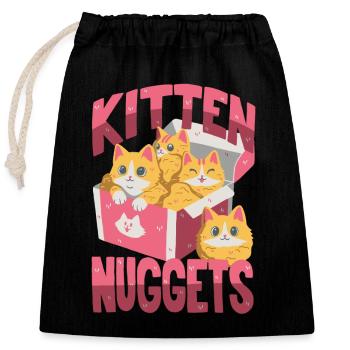 Kitten Nuggets - Closable cotton gift bag (25x30cm) - black - Front