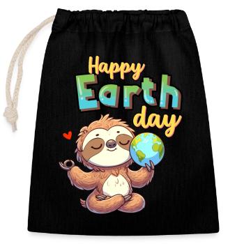 Faultier Happy Earth Day Yoga Welt Liebe Natur - Verschließbarer Geschenkbeutel aus Baumwolle (25x30cm) - Schwarz - Vorne