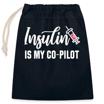 Insulin Ist Mein Co-pilot - Verschließbarer Geschenkbeutel aus Baumwolle (25x30cm) - Navy - Vorne