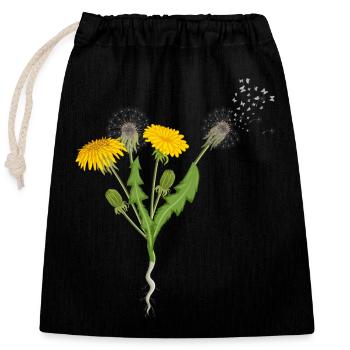 Dandelions Dandelions Butterflies - Closable cotton gift bag (25x30cm) - black - Front