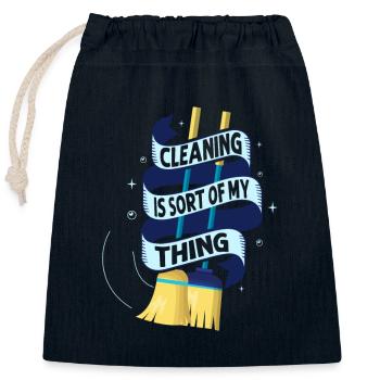 Le ménage, c’est un peu mon truc, le ménage - Sac cadeau en coton avec cordon (25 x 30 cm) - bleu marine - Devant
