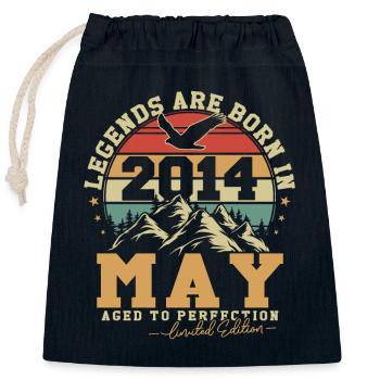 Mai 2014 Vintage Rétro Anniversaire 2014 Cadeau - Sac cadeau en coton avec cordon (25 x 30 cm) - bleu marine - Devant