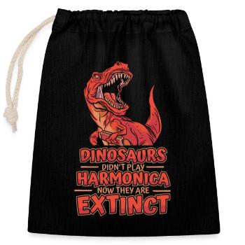 Dinosaurs Didn't Play Harmonica Mouth Harp - Closable cotton gift bag (25x30cm) - black - Front