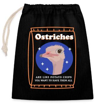 Autruche autruche amant oiseau autruches cadeau - Sac cadeau en coton avec cordon (25 x 30 cm) - noir - Devant