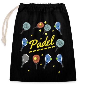 Padel et Raquettes - Sac cadeau en coton avec cordon (25 x 30 cm) - noir - Devant