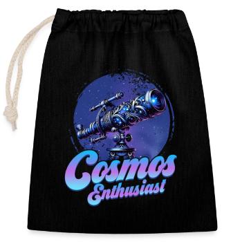 Cosmos Enthusiast Stargazer Telescope Astronomy - Verschließbarer Geschenkbeutel aus Baumwolle (25x30cm) - Schwarz - Vorne