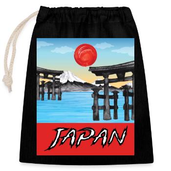 Affiche de voyage vintage Japon Lovely - Sac cadeau en coton avec cordon (25 x 30 cm) - noir - Devant