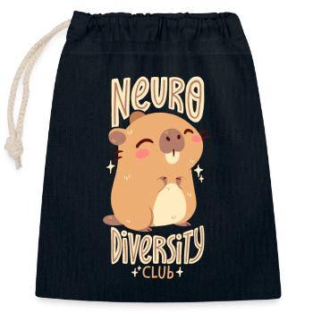 Club de la neurodiversité - Sac cadeau en coton avec cordon (25 x 30 cm) - bleu marine - Devant