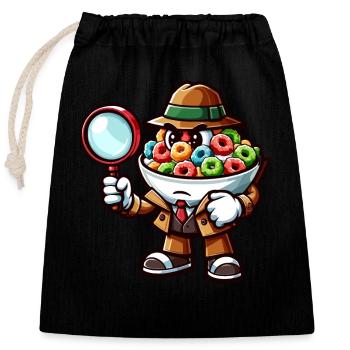 Cereal Bowl, Character, Funny Detective - Closable cotton gift bag (25x30cm) - black - Front
