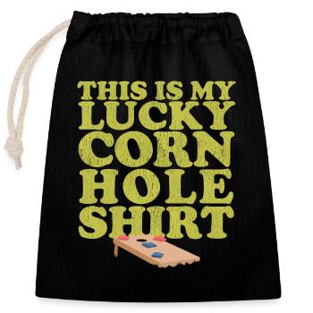 Cornhole Bean Bag Blind Hole Player cadeau - Sac cadeau en coton avec cordon (25 x 30 cm) - noir - Devant
